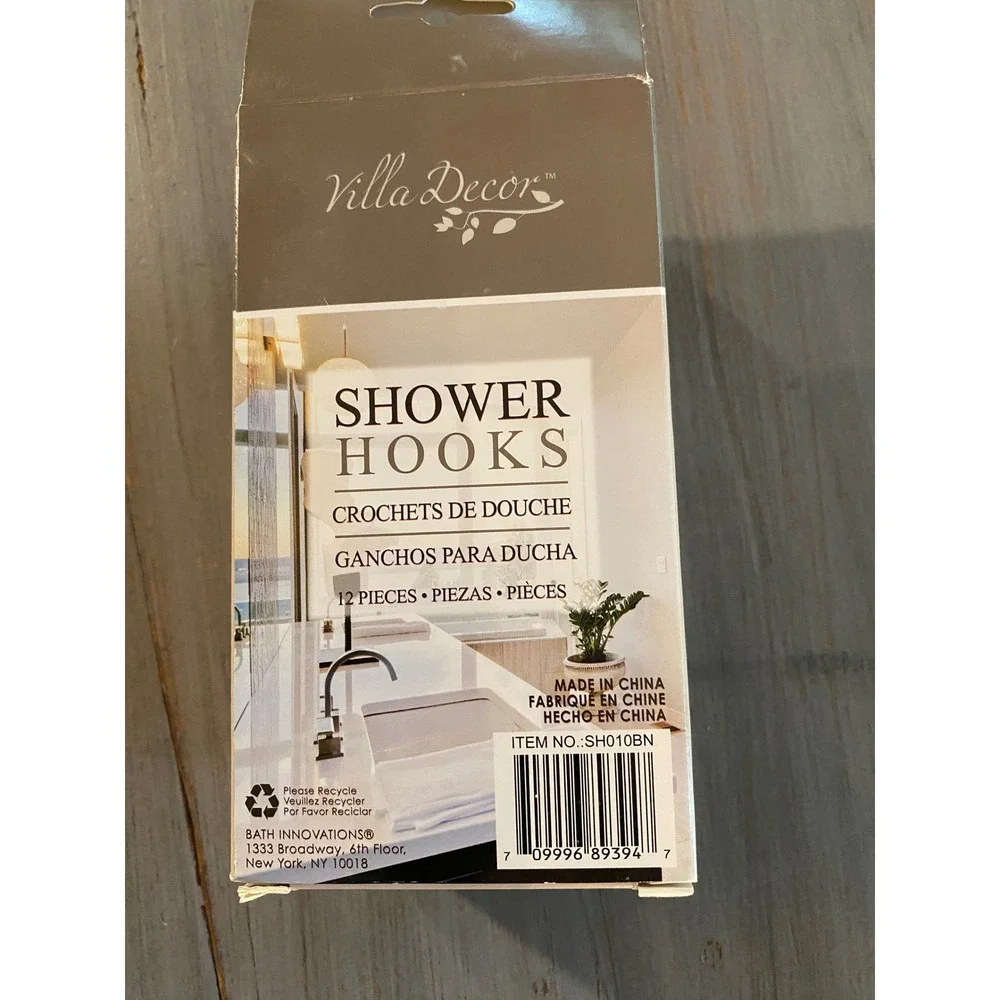 Villa Decor Hammered Silver Square Shower Curtain Hooks Set of 12 SH010BN